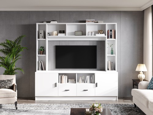 Wohnwand mit vitrine - wohnwand, regal