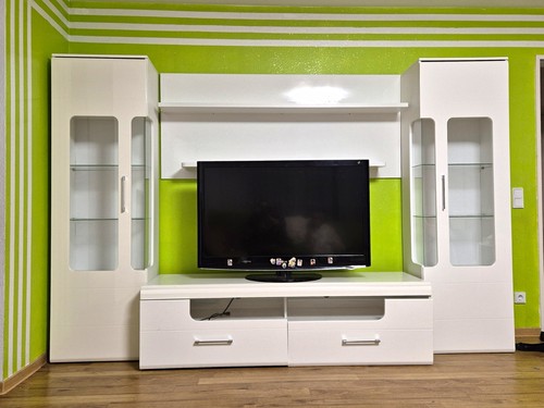 Wohnwand weiß modern - weiß, mit