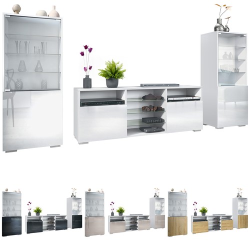 Wohnwand lowboard vitrine - lowboard,