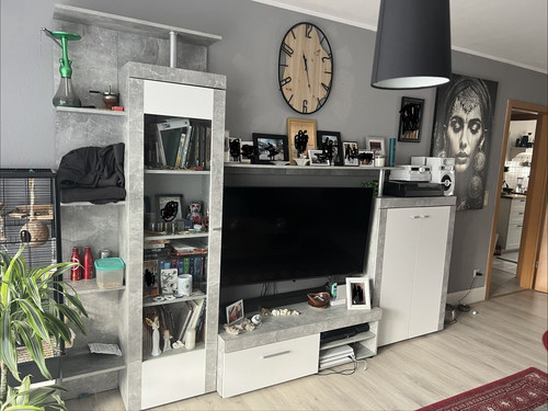 Wohnwand grau weiß 280 - wohnwand,