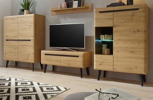 Wohnwand artisan eiche und - wohnwand,