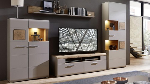 Wohnwand basalt grau set - grau,